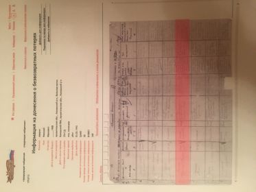 Информация из донесения о безвозвратных потерях