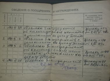 Трудовая книжка, благодарность