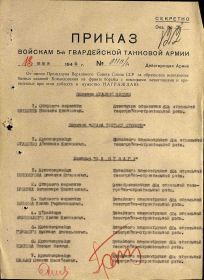 Приказ войскам 5-й гвардейской Армии Танковой Армии от 18 мая 1945 года