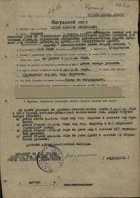 Наградной лист