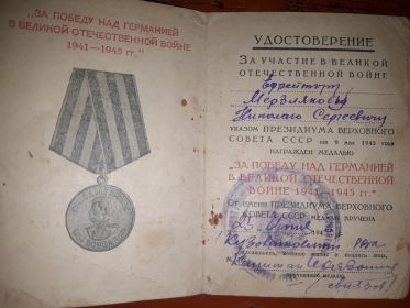 Удостоверение "за оборону Сталинграда". Удостоверение " за победу над Германией "