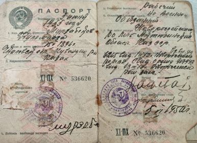 Паспорт Мурзабекова Кулмурзы