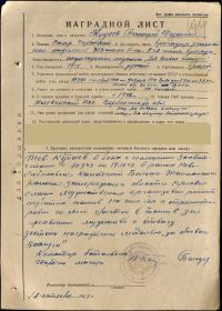 Наградной лист 199 (?) медали &quot;За боевые заслуги&quot;. Описание.