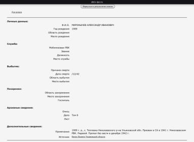 Страница из Книги Памяти Ульяновской области