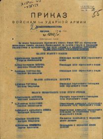 Приказ о награждении Орденом &quot;Отечественная война II степени&quot;