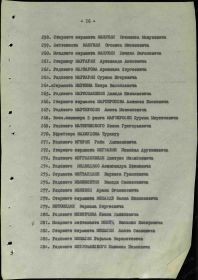 Указом Президиума Верховного совета СССР № 223/55 от 06.11.1947г. о награждении орденами и медалями офицерского, сержантского и рядового состава ВС СССР за отвагу и храбрость, проявление в боях с неме