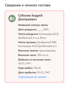 Сведения о личном составе.
