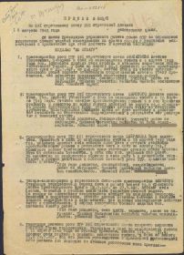 Приказ подразделения №: 20/н от: 16.08.1943, издан: 691 сп 383 сд