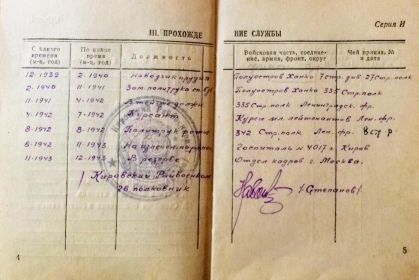 Военный билет (прохождение службы)