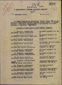 Наградной лист ордена Отечественной войны Iстепени