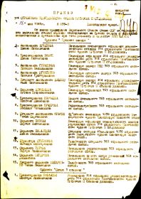 Приказ по 314 стр. див.  1-го Украинского фронта №  035/н  от  18.05.1945 года