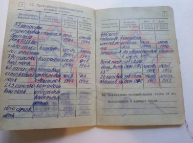 Военный билет - прохождение службы 1943-45 г