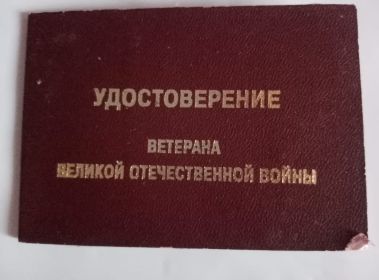 Удостоверение ветерана Великой Отечественной войны Серия ВВ № 851006