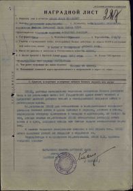 Наградной лист