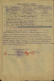 Наградной лист