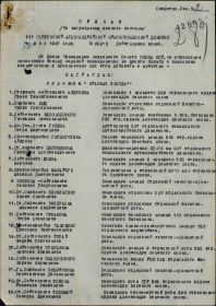 Медаль «За боевые заслуги»  Наградной документ Дата рождения: __.__.1926 Дата поступления на службу: __.11.1943 Место призыва: Борский РВК, Куйбышевская обл., Борский р-н Воинское звание: кра