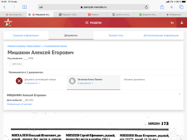 Сводная информация (фамилия указана не верно)