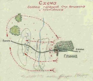 Схема действия батальона 05.07.1944г. Составлена майором Струковым.