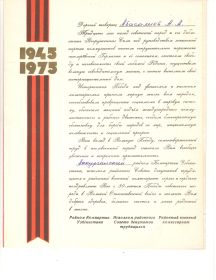 Памятный диплом участника Великой Отечественной Войны 1941-1945г.г.