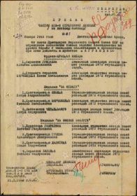 Приказ о награждении "Медалью за отвагу" (23.01.1943 )