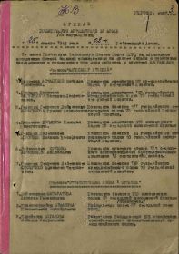 Орден "Отечественая война 1 степени". Приказ (1 лист)