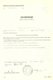 Удостоверение Федерального Министерства национальной обороны Чехословакии № 144944/1974 изданном по закону № 255/1946 § 8, того же закона