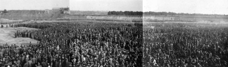 Лагерь советских военнопленных под Уманью, лето 1941. УССР-СССР