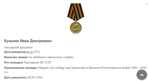 Наградной документ. Медаль "За победу над Германией в Великой Отечественной войне в 1941-1945 гг.