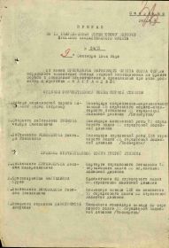 Строка в наградном списке на награждение орденом "ОТЕЧЕСТВЕННОЙ ВОЙНЫ" 1 СТЕПЕНИ (ПОСМЕРТНО).