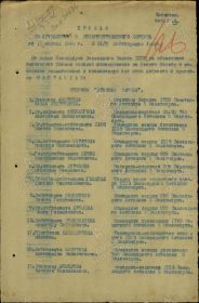 Строка в наградном списке на награждение орденом "КРАСНОЙ ЗВЕЗДЫ".