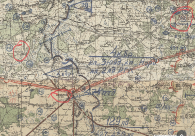 Карта боевых мест август 1944 года