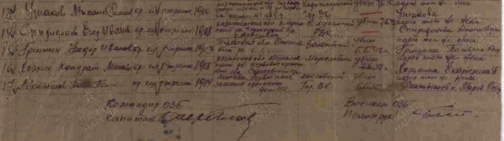 Документ о безвозвратных потерях 387 стрелковой дивизии