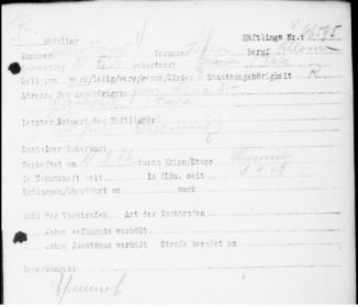 Карточка военнопленного концлагеря Бухенвальд из нацтлнального архива США
