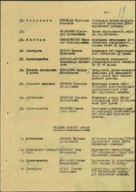 Строка в наградном списке на награждение орденом "КРАСНОЙ ЗВЕЗДЫ".