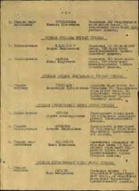 Строка в наградном списке на награждение орденом "ОТЕЧЕСТВЕННОЙ ВОЙНЫ" 1 СТЕПЕНИ.