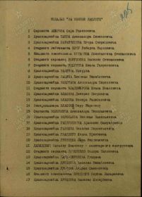 Строка в наградном списке на награждение медалью "ЗА БОЕВЫЕ ЗАСЛУГИ".