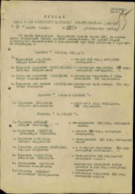 Приказ о награждении медалью "За боевые заслуги" (1 лист)