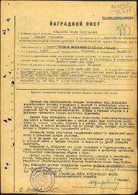 Наградной лист на орден "БОГДАНА ХМЕЛЬНИЦКОГО" 2 СТЕПЕНИ.