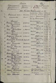 Список состава Полевой Хлебопекарни №569 от 29 ноября 1943 года.