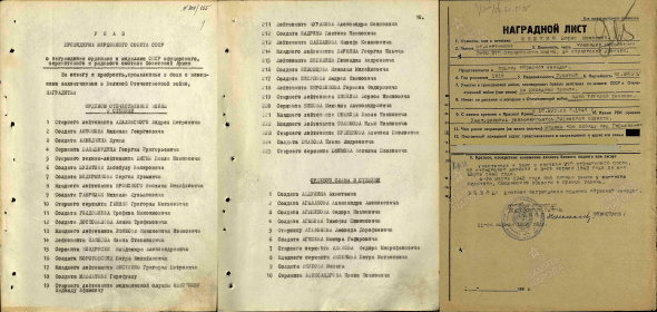 Указ Президиума Верховного совета СССР о награждении орденами и медалями СССР офицерского, сержантского и рядового состава Советской Армии