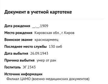 Документ в учётной карточке