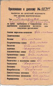 Приложение к диплому Балдиной Г.А. (Св. мед. ин-т, 1942) (1)
