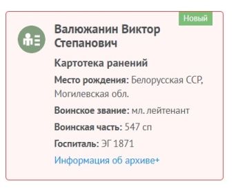 Валюжанич, картотека ранений.