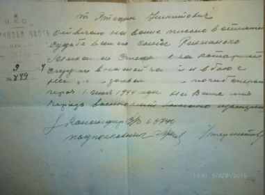 Светлана Самусенко (Кириченко) 12 февраля 2020 Похоронка на брата Пархомцевой Ольги Стефановны