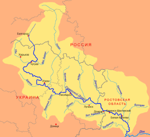 На карте -река Северский Донец. (Возможно по ней и шла рразведгруппа в разведку).
