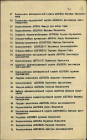 Строка в наградном списке на награждение орденом "ЛЕНИНА".