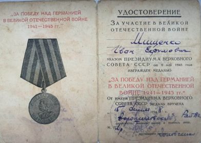 медаль "За Победу над Германией в Великой Отечественной войне 1941-1945гг.