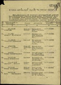 Акт вручения награжденным медалей "За оборону Москвы"