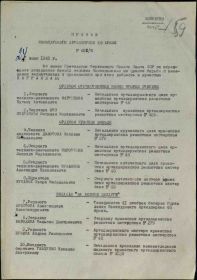 Фронтовой приказ №: 050/н От: 24.07.1945 Издан: ВС 46 А Архив: ЦАМО Фонд: 33 Опись: 687572 Единица хранения: 1775 № записи 39852452