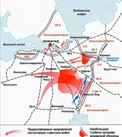 Наибольшая глубина прорыва вражеской обороны в Любаньской операции. Схема